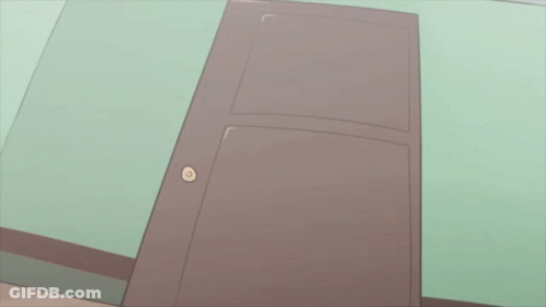 Cartoon Character Standing In Doorway Looking At Picture GIF