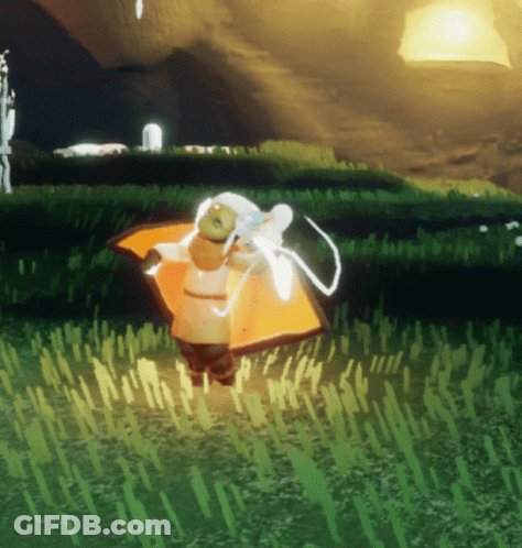 Cartoon Character Standing In Field With Blanket On Back GIF