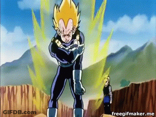 Cartoon Character Standing In Field With Mountain GIF