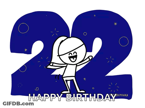 Cartoon Character Standing In Front Of 22 Happy Birthday GIF