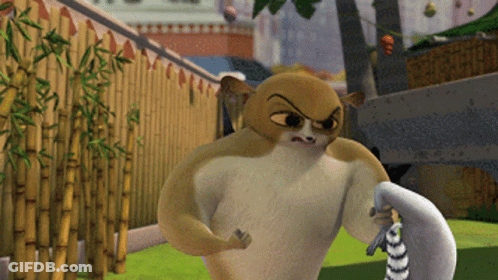 Cartoon Character Standing In Front Of Bamboo Fence GIF