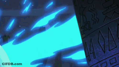 Cartoon Character Standing In Front Of Blue Light GIF
