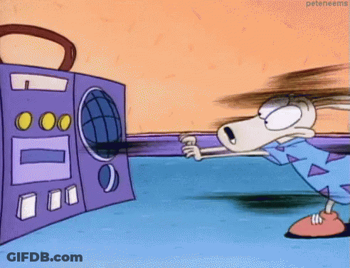 Cartoon Character Standing In Front Of Boombox GIF