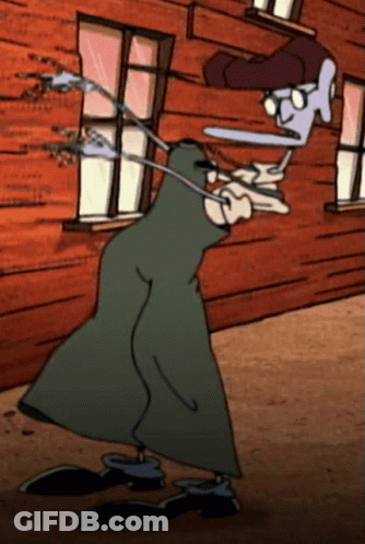 Cartoon Character Standing In Front Of Building GIF
