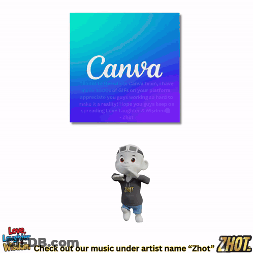 Cartoon Character Standing In Front Of Canva Sign GIF