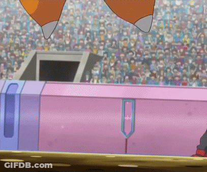 Cartoon Character Standing In Front Of Crowd GIF