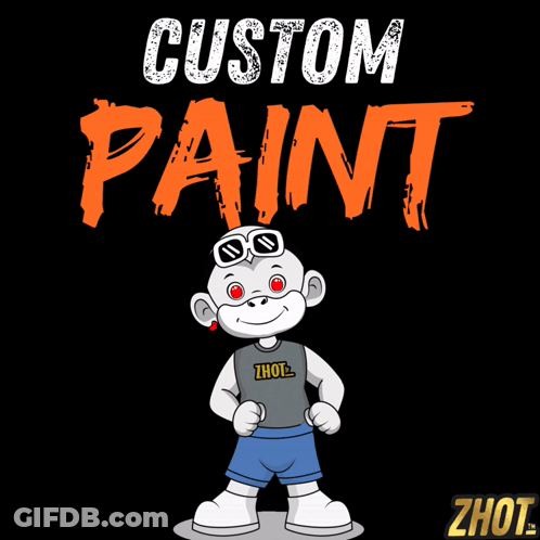 Cartoon Character Standing In Front Of Custom Paint Sign GIF