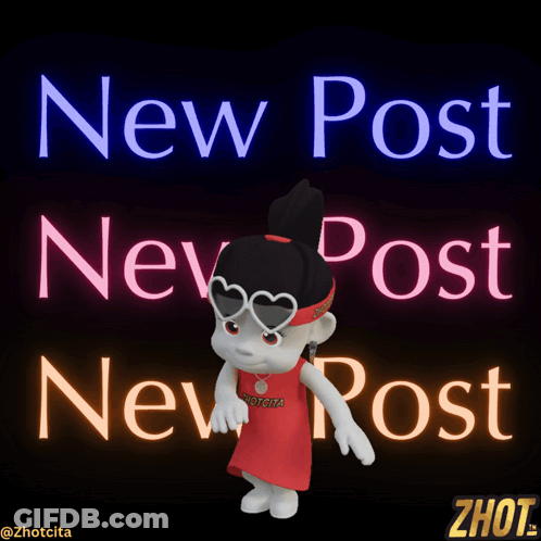 Cartoon Character Standing In Front Of New Post Sign GIF
