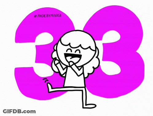 Cartoon Character Standing In Front Of Number 33 GIF