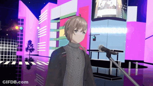 Cartoon Character Standing In Front Of Omoidou Sign GIF
