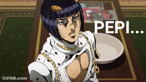 Cartoon Character Standing In Front Of Pepi Table GIF