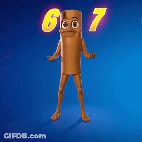 Cartoon Character Standing In Front Of Sign Saying 677 GIF