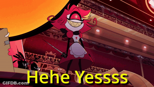 Cartoon Character Standing In Front Of Sign Saying Hele Yessss GIF