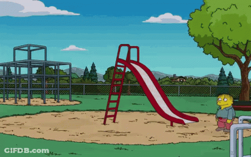 Cartoon Character Standing In Front Of Slide GIF