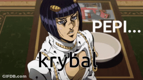 Cartoon Character Standing In Front Of Table Saying Pepi Krybal GIF