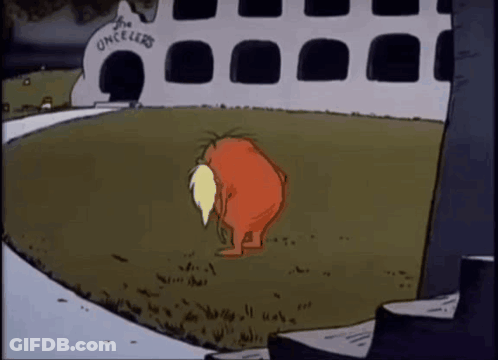 Cartoon Character Standing In Front Of Uncleers Building GIF