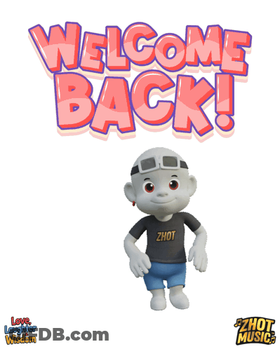 Cartoon Character Standing In Front Of Welcome Back Sign GIF
