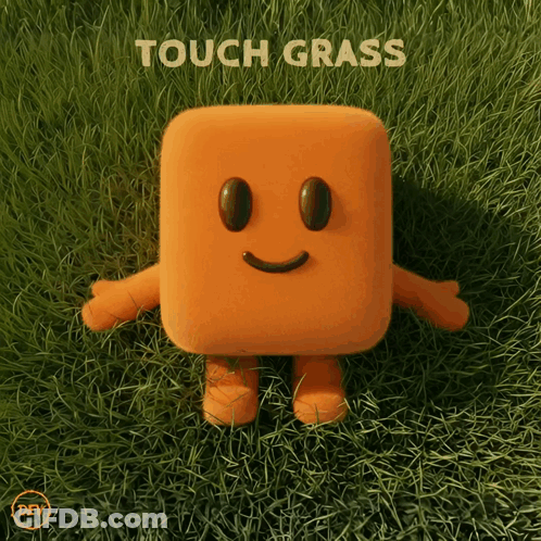 Cartoon Character Standing In Grass Saying Touch Grass GIF