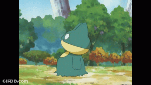 Cartoon Character Standing In Grassy Field With Trees GIF