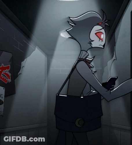 Cartoon Character Standing In Hallway With Smoking Sign GIF