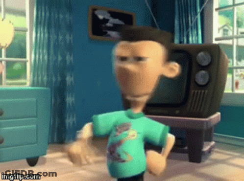 Cartoon Character Standing In Living Room GIF
