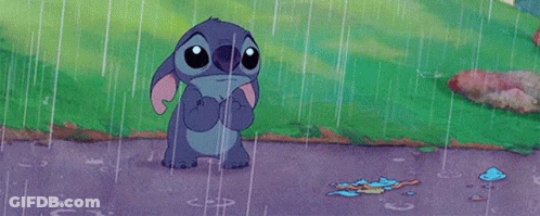 Cartoon Character Standing In Rain Sad Face GIF