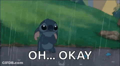 Cartoon Character Standing In Rain Saying Oh Okay GIF