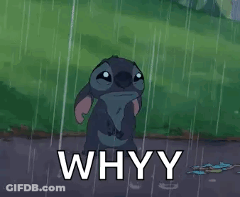 Cartoon Character Standing In Rain Saying Why GIF