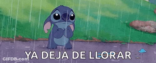 Cartoon Character Standing In Rain Ya Deja De Llorar GIF