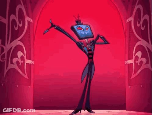 Cartoon Character Standing In Red Room GIF