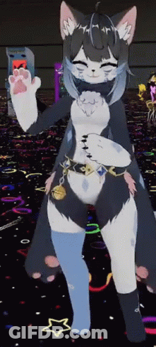 Cartoon Character Standing In Room With Confetti GIF