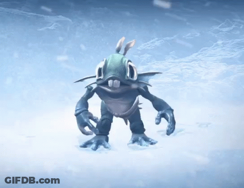 Cartoon Character Standing In Snowy Area GIF