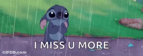 Cartoon Character Standing In The Rain Saying I Miss U More GIF