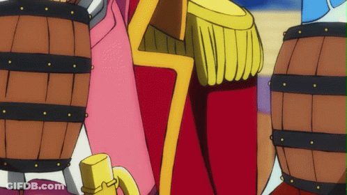 Cartoon Character Standing Next To Barrels GIF