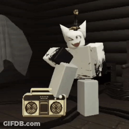 Cartoon Character Standing Next To Boom Box GIF