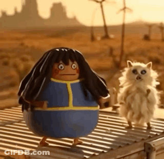 Cartoon Character Standing Next To Cat GIF