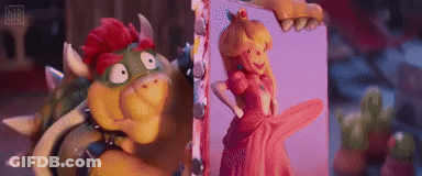 Cartoon Character Standing Next To Princess Peach GIF