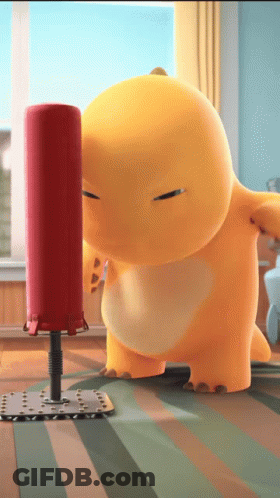 Cartoon Character Standing Next To Punching Bag GIF