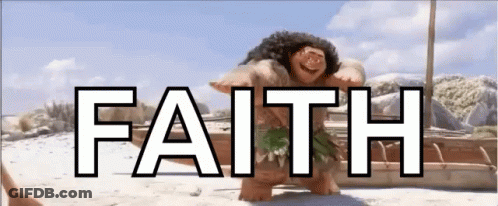 Cartoon Character Standing On Beach With Faith GIF