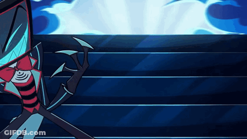 Cartoon Character Standing On Blue Staircase GIF