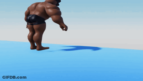 Cartoon Character Standing On Blue Surface GIF