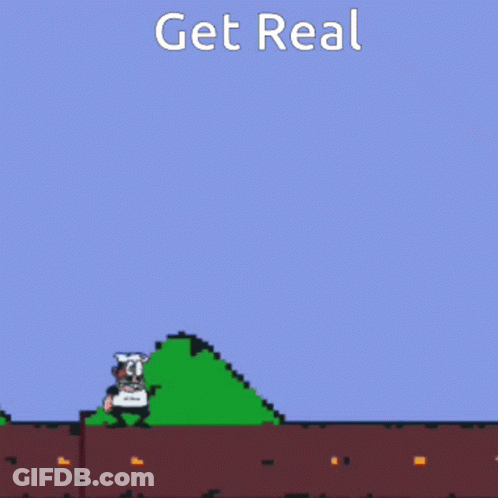 Cartoon Character Standing On Brick Wall Saying Get Real GIF