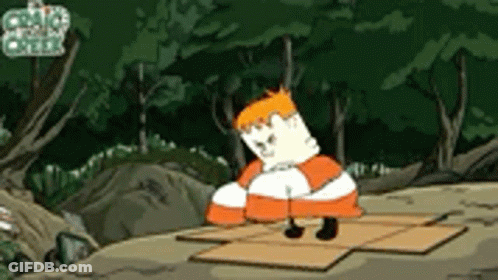 Cartoon Character Standing On Cardboard Box GIF