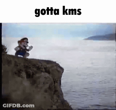 Cartoon Character Standing On Cliff Overlooking Ocean GIF