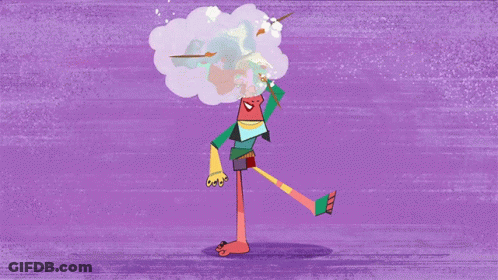 Cartoon Character Standing On Cloud GIF