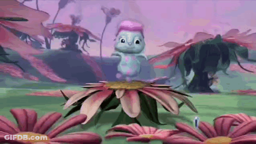 Cartoon Character Standing On Flower GIF