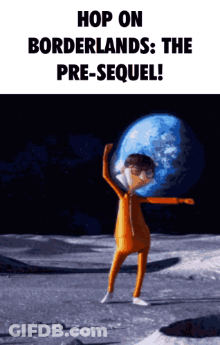 Cartoon Character Standing On Moon Holding Globe GIF