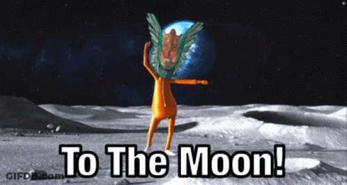 Cartoon Character Standing On Moon GIF