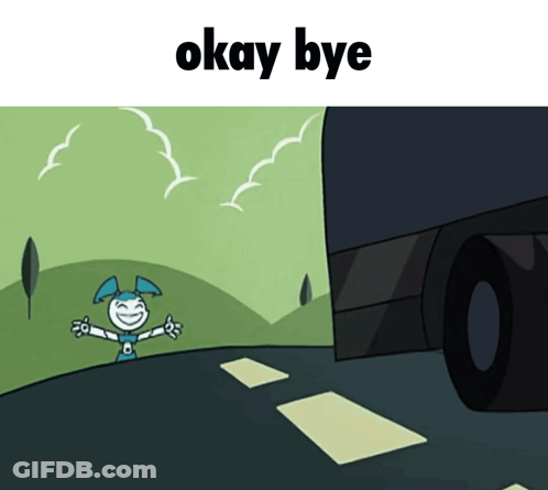 Cartoon Character Standing On Road Saying Okay Bye GIF