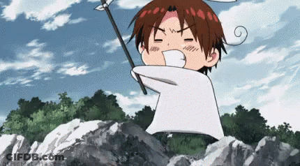 Cartoon Character Standing On Rock Holding Sword GIF